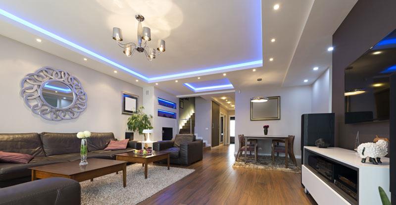 Smart lighting and electrical installation by Salisbury electricians Smart lighting and electrical installation by Salisbury electricians in a modern living room